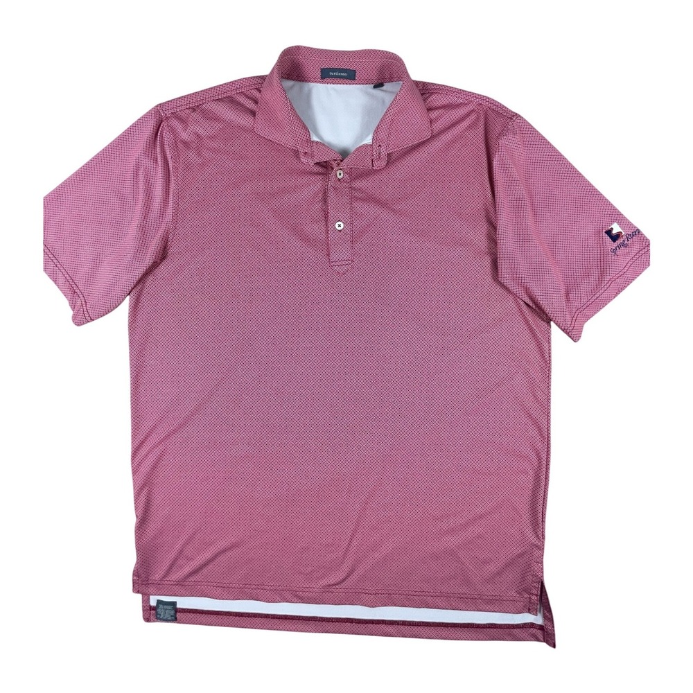 Turtleson Polo Shirt Mens L Red Spring Run Performance Golf Geometric Stretch